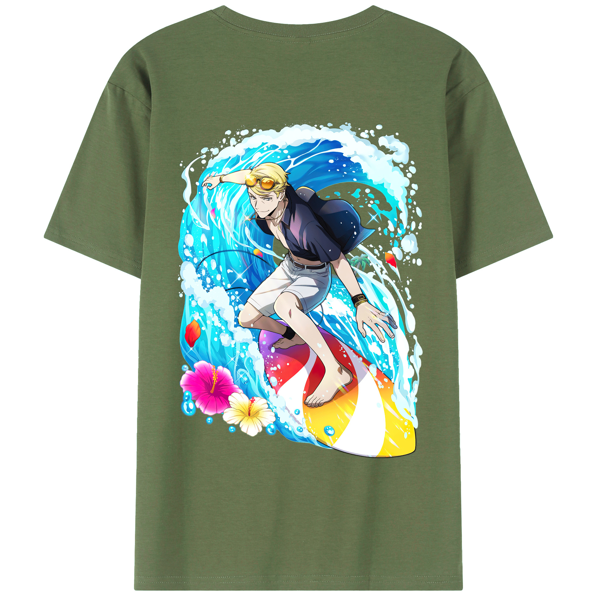 （画像用） 文豪ストレイドッグス Bungo Stray Dogs 綿100％ メンズ半袖Tシャツ（バックプリント） 通気性